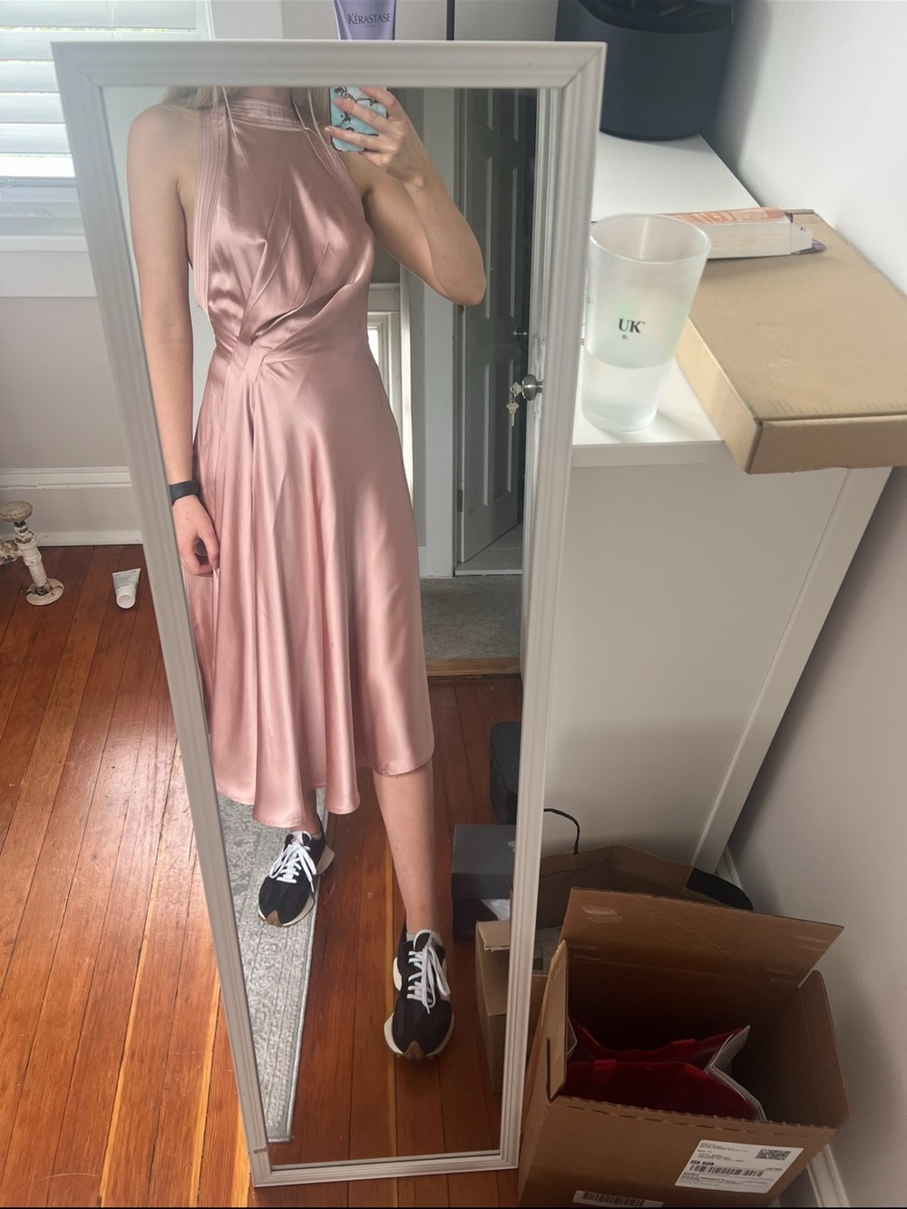 Reiss Satin Mauve Halter Midi Dress - Picture 4 of 4